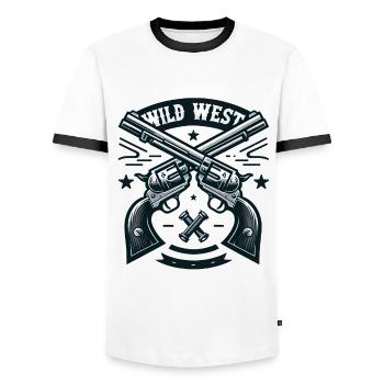 Le Far West - T-shirt contrasté Homme - blanc/noir - Devant - AI Model Female 172 light (172cm) & AI Model Male 178 dark (178cm)