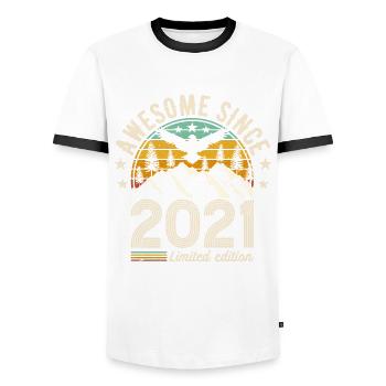 2021 Original 2021 Vintage Vintage Retro anniversa - Men's Ringer Shirt - white/black - Front - AI Model Female 172 light (172cm) & AI Model Male 178 dark (178cm)