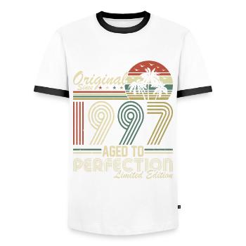 Unique Millésime 1997 Millésime - T-shirt contrasté Homme - blanc/noir - Devant - AI Model Female 172 light (172cm) & AI Model Male 178 dark (178cm)
