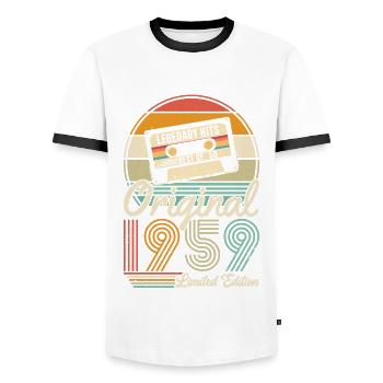 Légende vintage 1959 - T-shirt contrasté Homme - blanc/noir - Devant - AI Model Female 172 light (172cm) & AI Model Male 178 dark (178cm)
