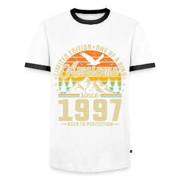 Millésime 1997 Légendes - T-shirt contrasté Homme - blanc/noir - Devant - AI Model Female 172 light (172cm) & AI Model Male 178 dark (178cm)