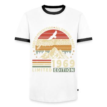 Legendary 1969 Vintage Birthday Shirt - Männer Kontrast-T-Shirt - Weiß/Schwarz - Vorne - AI Model Female 172 light (172cm) & AI Model Male 178 dark (178cm)