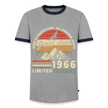 Vintage 1966 légendes Tee - T-shirt contrasté Homme - gris/marine  - Devant - AI Model Female 172 light (172cm) & AI Model Male 178 light (178cm)
