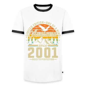 Vintage Legend 2001 Birthday - Männer Kontrast-T-Shirt - Weiß/Schwarz - Vorne - AI Model Female 172 light (172cm) & AI Model Male 178 dark (178cm)