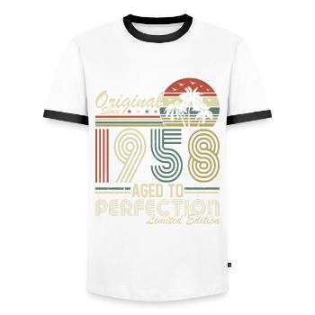Vintage 1958 légendes Tee - T-shirt contrasté Homme - blanc/noir - Devant - AI Model Female 172 light (172cm) & AI Model Male 178 dark (178cm)