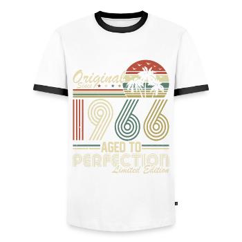 Vintage 1966 Birthday Gift - Männer Kontrast-T-Shirt - Weiß/Schwarz - Vorne - AI Model Female 172 light (172cm) & AI Model Male 178 dark (178cm)