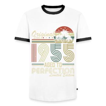 Vintage légende 1955 anniversaire Tee - T-shirt contrasté Homme - blanc/noir - Devant - AI Model Female 172 light (172cm) & AI Model Male 178 dark (178cm)