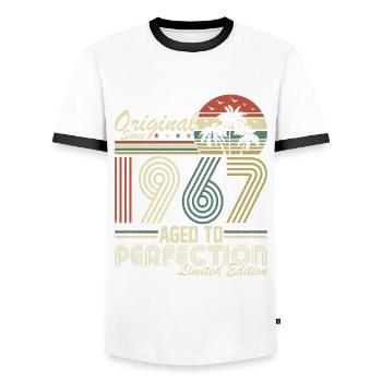 Vintage 1967 - Retro Birthday Gift Idea - Männer Kontrast-T-Shirt - Weiß/Schwarz - Vorne - AI Model Female 172 light (172cm) & AI Model Male 178 dark (178cm)