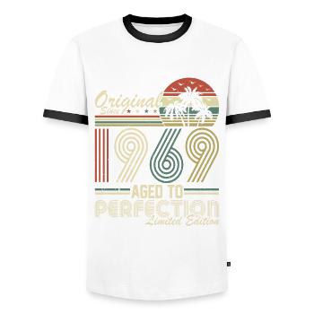 Legendary 1969 Vintage Birthday - Männer Kontrast-T-Shirt - Weiß/Schwarz - Vorne - AI Model Female 172 light (172cm) & AI Model Male 178 dark (178cm)