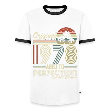 Legendary 1978 Vintage Birthday Gift - Männer Kontrast-T-Shirt - Weiß/Schwarz - Vorne - AI Model Female 172 light (172cm) & AI Model Male 178 dark (178cm)