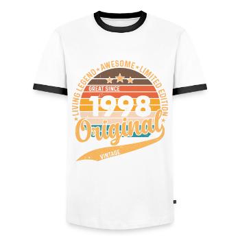 Vintage 1998 - Retro Birthday Gift - Männer Kontrast-T-Shirt - Weiß/Schwarz - Vorne - AI Model Female 172 light (172cm) & AI Model Male 178 dark (178cm)