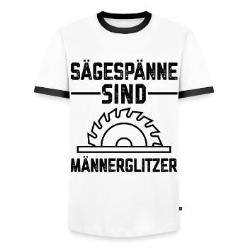 Sägespäne sind Männers Glitzer Tischler Sprüche - Männer Kontrast-T-Shirt - Weiß/Schwarz - Vorne - AI Model Female 172 light (172cm) & AI Model Male 178 dark (178cm)