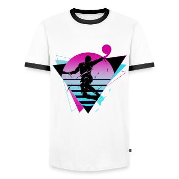 Basketball Basketballer Spieler Fan Neon Bunt - Männer Kontrast-T-Shirt - Weiß/Schwarz - Vorne - AI Model Female 172 light (172cm) & AI Model Male 178 dark (178cm)