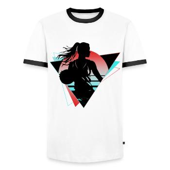 Basketball Basketball Player Fan Neon Colorful - Men's Ringer Shirt - white/black - Front - AI Model Female 172 light (172cm) & AI Model Male 178 dark (178cm)