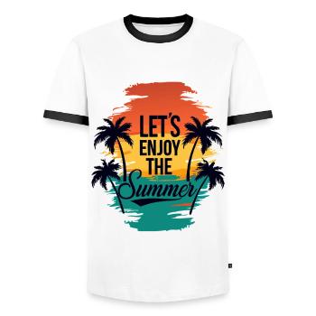 Lets Enjoy the Summer with Palm Trees - Männer Kontrast-T-Shirt - Weiß/Schwarz - Vorne - AI Model Female 172 light (172cm) & AI Model Male 178 dark (178cm)