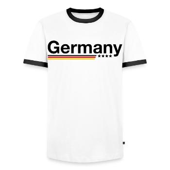 Germany - Men's Ringer Shirt - white/black - Front - AI Model Female 172 light (172cm) & AI Model Male 178 dark (178cm)