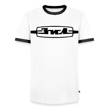 ZIL - Men's Ringer Shirt - white/black - Front - AI Model Female 172 light (172cm) & AI Model Male 178 dark (178cm)