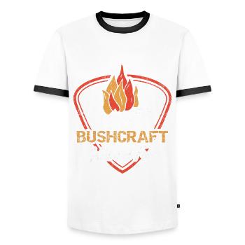 Bushcraft - Bushcraft sauvage et libre - T-shirt contrasté Homme - blanc/noir - Devant - AI Model Female 172 light (172cm) & AI Model Male 178 dark (178cm)