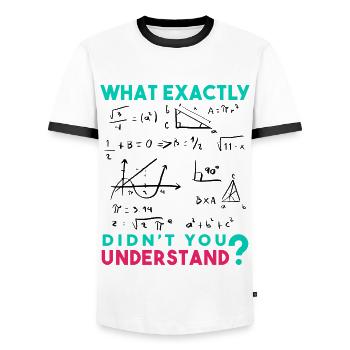 Dictons mathématiques amusants, physique et formule mathématique - T-shirt contrasté Homme - blanc/noir - Devant - AI Model Female 172 light (172cm) & AI Model Male 178 dark (178cm)