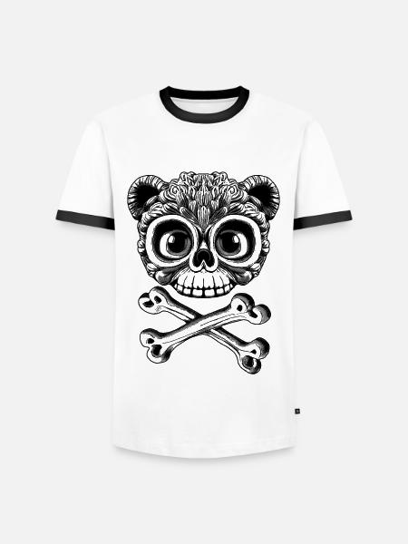 Rivolta di peluche: orsacchiotto in un simpatico vestito da teschio - Maglietta Contrast da uomo - bianco/nero
