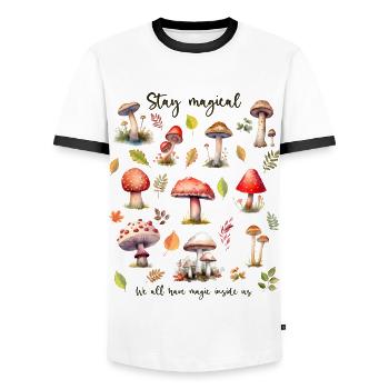 Restez magique. Amoureux de la nature. - T-shirt contrasté Homme - blanc/noir - Devant - AI Model Female 172 light (172cm) & AI Model Male 178 dark (178cm)