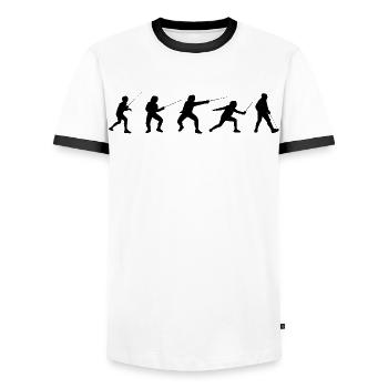 Fencing Tactics - Men's Ringer Shirt - white/black - Front - AI Model Female 172 light (172cm) & AI Model Male 178 dark (178cm)