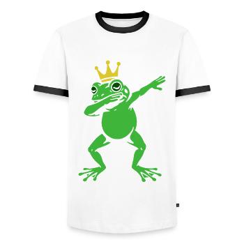 Dabbing Frog with Crown - Dab Dance - Gift - Men's Ringer Shirt - white/black - Front - AI Model Female 172 light (172cm) & AI Model Male 178 dark (178cm)