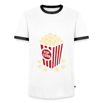 Frisches Popcorn - knusprig, lecker - Geschenk - Männer Kontrast-T-Shirt - Weiß/Schwarz - Vorne - AI Model Female 172 light (172cm) & AI Model Male 178 dark (178cm)