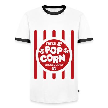 Frisches Popcorn - knusprig & lecker - Geschenk - Männer Kontrast-T-Shirt - Weiß/Schwarz - Vorne - AI Model Female 172 light (172cm) & AI Model Male 178 dark (178cm)