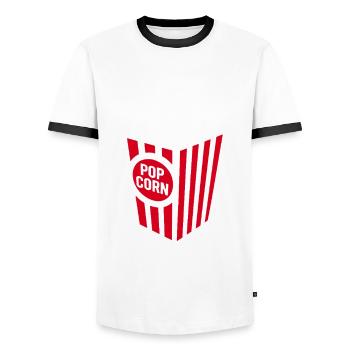 Frisches Popcorn - knusprig, lecker - Geschenk - Männer Kontrast-T-Shirt - Weiß/Schwarz - Vorne - AI Model Female 172 light (172cm) & AI Model Male 178 dark (178cm)