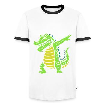 A plus tard - Dabbing d’alligator - Crocodile - T-shirt contrasté Homme - blanc/noir - Devant - AI Model Female 172 light (172cm) & AI Model Male 178 dark (178cm)