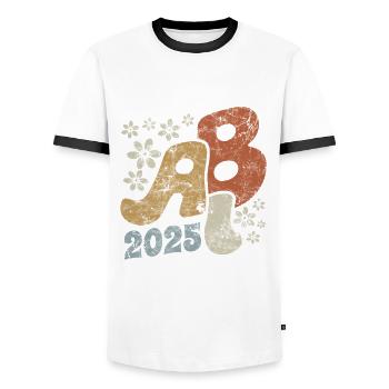 Abi 25 - Abitur - Vintage Blumen Geschenk - Männer Kontrast-T-Shirt - Weiß/Schwarz - Vorne - AI Model Female 172 light (172cm) & AI Model Male 178 dark (178cm)