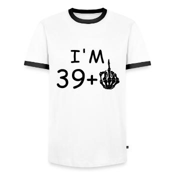 Ich bin 40 - Lustiges Geschenk zum 40. Geburtstag - Männer Kontrast-T-Shirt - Weiß/Schwarz - Vorne - AI Model Female 172 light (172cm) & AI Model Male 178 dark (178cm)