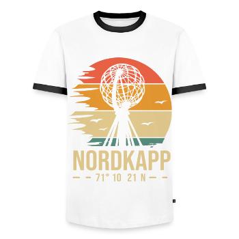 Nordkapp cap nord norvége - T-shirt contrasté Homme - blanc/noir - Devant - AI Model Female 172 light (172cm) & AI Model Male 178 dark (178cm)