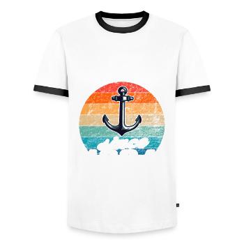 Bester Papa der Welt seit 1994 Anker - Männer Kontrast-T-Shirt - Weiß/Schwarz - Vorne - AI Model Female 172 light (172cm) & AI Model Male 178 dark (178cm)