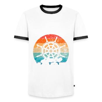 Meilleur père du monde depuis 1985 présentateur - T-shirt contrasté Homme - blanc/noir - Devant - AI Model Female 172 light (172cm) & AI Model Male 178 dark (178cm)