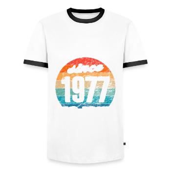Bester Papa der Welt seit 1977 No Joke - Männer Kontrast-T-Shirt - Weiß/Schwarz - Vorne - AI Model Female 172 light (172cm) & AI Model Male 178 dark (178cm)