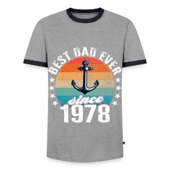 Bester Papa der Welt seit 1978 Anker - Männer Kontrast-T-Shirt - Grau/Navy  - Vorne - AI Model Female 172 light (172cm) & AI Model Male 178 light (178cm)