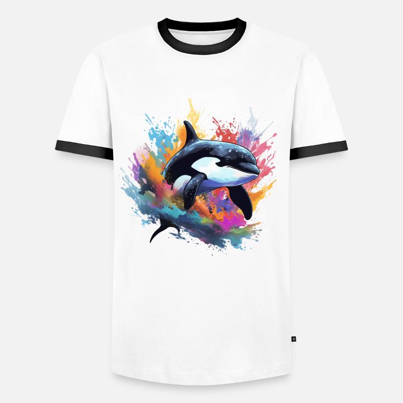 Orca Killerwal bunt - Männer Kontrast-T-Shirt - Weiß/Schwarz
