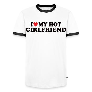 Liebe zur Freundin Herz-Statement - Männer Kontrast-T-Shirt - Weiß/Schwarz - Vorne - AI Model Female 172 light (172cm) & AI Model Male 178 dark (178cm)