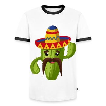 Cactus mexicain - T-shirt contrasté Homme - blanc/noir - Devant - AI Model Female 172 light (172cm) & AI Model Male 178 dark (178cm)