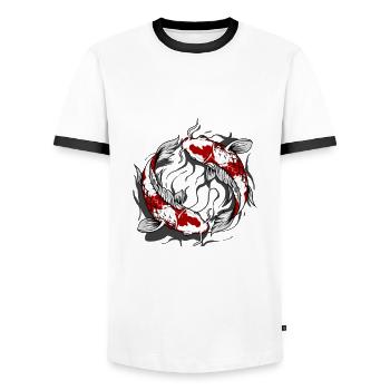Gartenteich Und Koi Karpfen Liebhaber - Männer Kontrast-T-Shirt - Weiß/Schwarz - Vorne - AI Model Female 172 light (172cm) & AI Model Male 178 dark (178cm)