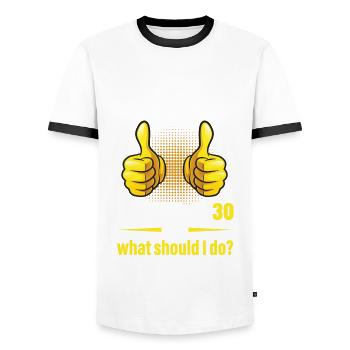 Idée drôle de cadeau d'anniversaire 30e - T-shirt contrasté Homme - blanc/noir - Devant - AI Model Female 172 light (172cm) & AI Model Male 178 dark (178cm)