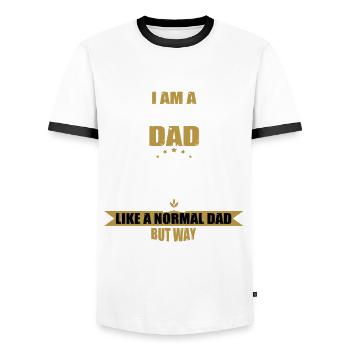 Schwein Bauer Geschenk Papa - Männer Kontrast-T-Shirt - Weiß/Schwarz - Vorne - AI Model Female 172 light (172cm) & AI Model Male 178 dark (178cm)