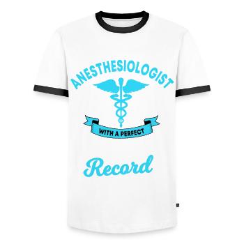 Anesthetists saying - Men's Ringer Shirt - white/black - Front - AI Model Female 172 light (172cm) & AI Model Male 178 dark (178cm)