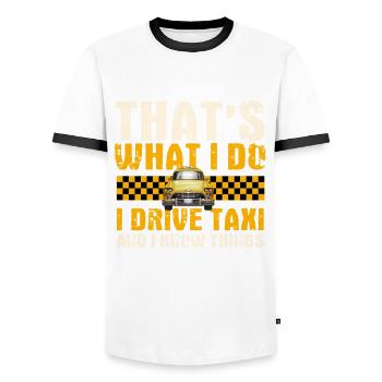 Taxifahrer - Männer Kontrast-T-Shirt - Weiß/Schwarz - Vorne - AI Model Female 172 light (172cm) & AI Model Male 178 dark (178cm)