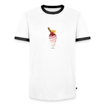 Ice Cream Papa - Men's Ringer Shirt - white/black - Front - AI Model Female 172 light (172cm) & AI Model Male 178 dark (178cm)