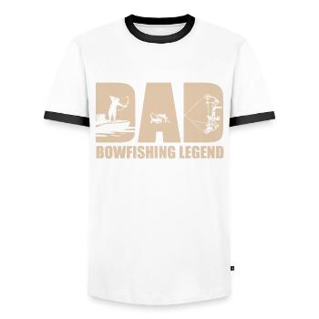 Bogenfischer Papa - Männer Kontrast-T-Shirt - Weiß/Schwarz - Vorne - AI Model Female 172 light (172cm) & AI Model Male 178 dark (178cm)