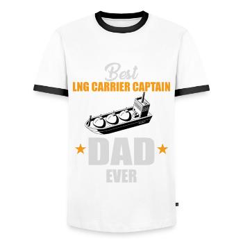 Méthanier Capitaine Papa - T-shirt contrasté Homme - blanc/noir - Devant - AI Model Female 172 light (172cm) & AI Model Male 178 dark (178cm)