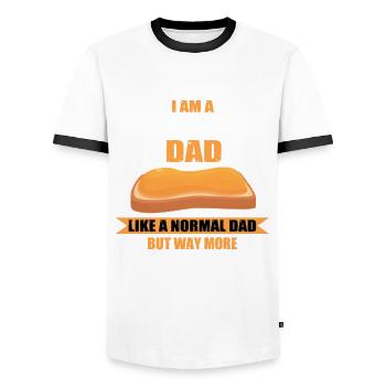 Funny Peanut Butter Dad - Men's Ringer Shirt - white/black - Front - AI Model Female 172 light (172cm) & AI Model Male 178 dark (178cm)